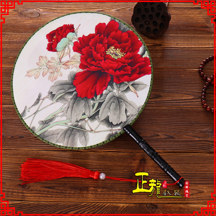郓城古典中国风团扇空白扇跳舞蹈扇 真丝宫扇