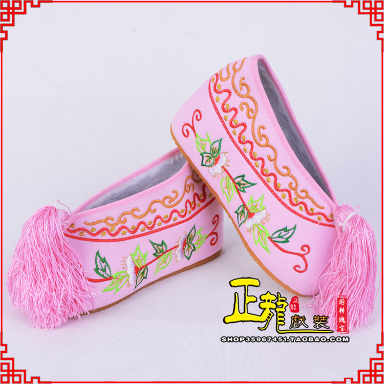 郓城花旦鞋女绣花彩鞋 舒适款草花内高彩鞋