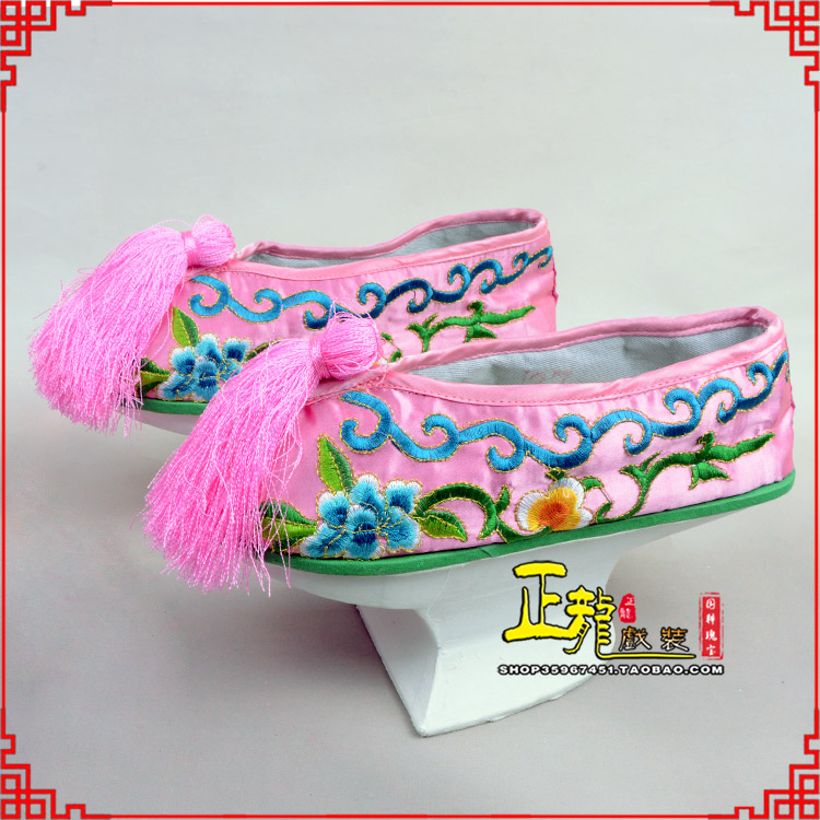 郓城京越剧戏鞋花盆底清朝皇后贵妃宫女花盆底 旗鞋