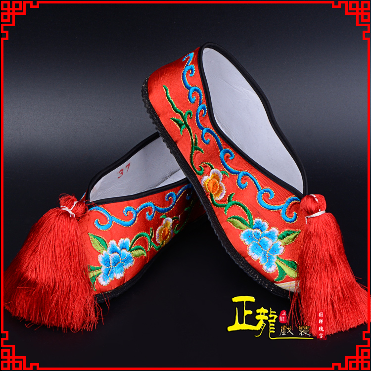 郓城京剧越剧戏曲彩鞋花旦绣花 普平底彩鞋