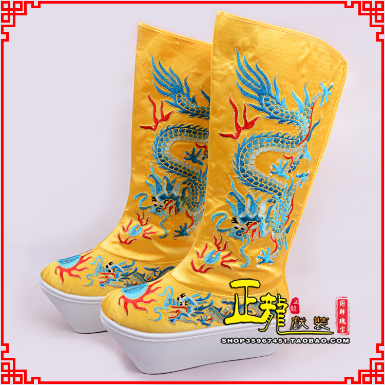 郓城皇帝龙靴变脸靴绣龙靴子厚底官靴 好龙高靴