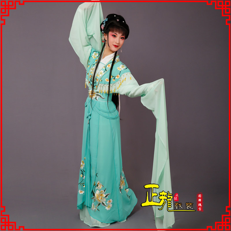 郓城青衣水袖戏服演出服 云肩花旦衣